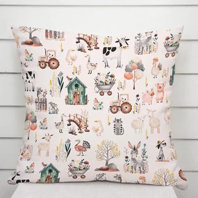Biante Detská bavlnená obliečka na vankúš Sandra SA-563 Zvieratká na farme na bielom 50 x 60 cm