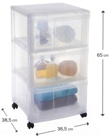 Úložný box s 3 zásuvkami, transparentný, ORGAMIX MAXI