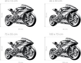 Hitech motorka textilní prelepiteľná nálepka na stenu hárok 46 x 33 cm