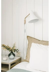 Nástenná lampa Carin, biela / mosadz