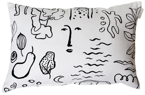 Konopná obliečka na vankúš Onnenmaa 40x60, bielo-čierna