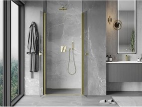 Mexen MIST, 2-krídlové sprchové dvere (d+d) 85x200 cm, 6mm číre sklo, zlatý matný profil, 8A7-085-000-55-00