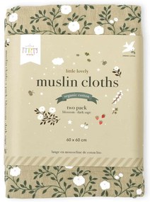 A Little Lovely Company - Mušelínové plienky, blossom - dark sage - 2 ks