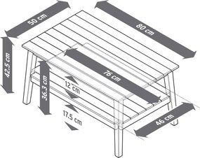 Záhradný konferenčný stolík, cca 80 x 50 cm