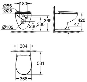 GROHE Bau Ceramic - Závesné WC so sedátkom SoftClose, alpská biela 39351000