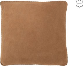Štýlový hnedý kožený vankúš - 45*7*45cm