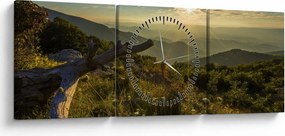Obraz - Výhľad do okolia (s hodinami) (90x30 cm)