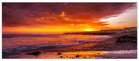Obraz západu slnka pri mori (120x50 cm)