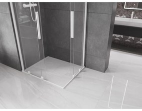 Mexen Velar Duo, sprchový kút s posuvnými dverami 90(dvere) x 80(dvere) cm, 8mm číre sklo, biela, 871-090-080-02-20