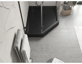 Mexen Flow+, päťuholníková sprchová vanička, pravá, 100 x 80 cm, čierna matná, 46P708010RH