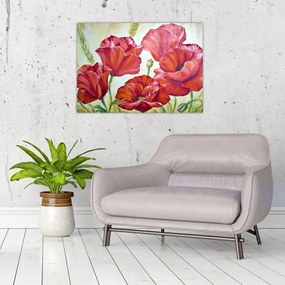 Sklenený obraz - Kvety vlčích makov (70x50 cm)