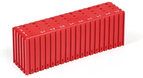 Plastový box na ukladanie vrtákov s priemerom 1–4,9 mm, modul 20x5, 40 dutín, červená