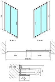 Polysan Polysan, EASY BLACK sprchové dvere 1400mm, číre sklo, EL1415B