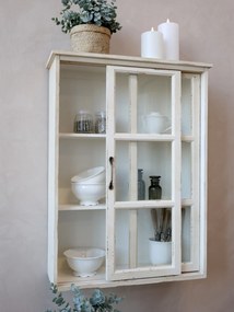 Krémová antik nástenná drevená skrinka s posuvnými dvierkami Milla - 52*20*70cm