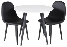 Plaza Polar XXS stolová súprava biela/čierna ekokoža