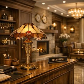 Rustikálna lampa Tiffany štýl stolová UNIQUE Ø 40*53 CM