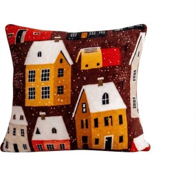Mikroplyšová obliečka na vankúšik SNOWY VILLAGE 45x45 cm, farebný