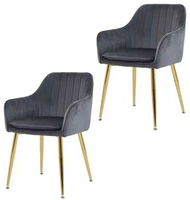 LuxuryForm DESIGN Stolička AUSTIN VELUR - SET - tmavo šedá