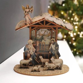 AMADEA Drevený skladací betlehem 3D 18 cm