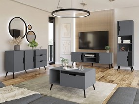 Zostava nábytku do obývacej izby Motez I, Farby: sivá / sivá + čierna