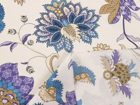 Biante Bavlnený záves Sandra SA-539 Modro-fialové orientálne kvety na svetlo béžovom 150x250 cm