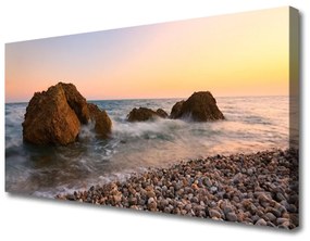 Obraz Canvas Pobrežie more vlny skaly 140x70 cm