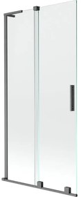 Mexen Velar L, 2-krídlová posuvná vaňová zástena 90 x 150 cm, 8mm číre sklo, brúsený grafit, 896-090-003-01-66