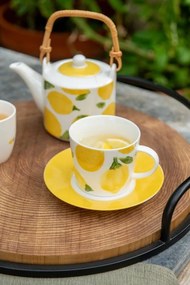 Kávová sada so 4 šálkami s podšálkami Casa Limone - Ø 13*7 cm / 200 ml