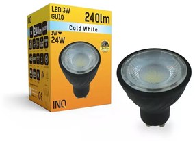 LED žiarovka INQ LED GU10 3W Cold White čierna LR033CW