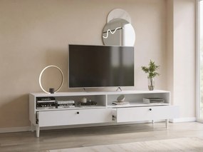 TV stolík s policou a skrinkami DULLUM 200x58cm, biely
