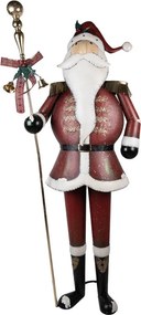 Veľká červená kovová socha Santa Claus s palicou - 82*36*205 cm
