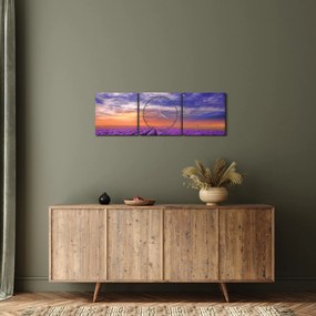 Obraz levanduľového pole (s hodinami) (90x30 cm)