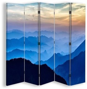 Ozdobný paraván Horská krajina Příroda - 180x170 cm, päťdielny, obojstranný paraván 360°