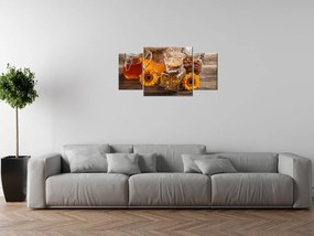 Gario Obraz s hodinami Včelí med - 3 dielny Rozmery: 80 x 40 cm
