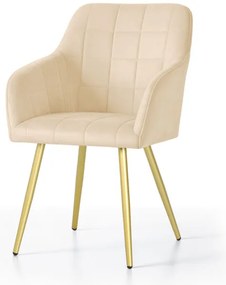 Sada dvoch jedálenských stoličiek LUXANO zamatové, béžové / zlaté nohy (2 ks)
