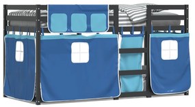 Poschodová posteľ so závesmi modrá 90x200 cm masívna borovica 3283869