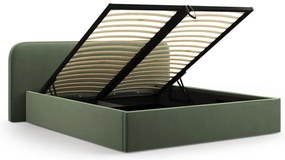 Zelená čalúnená dvojlôžková posteľ s úložným priestorom s roštom 180x200 cm Elizabeth – Micadoni