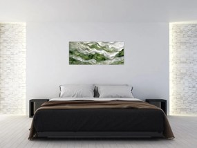 Obraz - Zelenobiele vlnky (120x50 cm)
