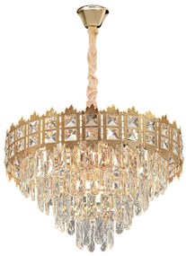 Toolight Toolight, krištáľové závesné svietidlo 60cm, 8xE14, G049-CP, zlatá, OSW-08943