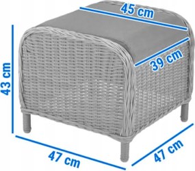 Záhradné relaxačné ratanové kreslo s podnožkou