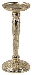 Champagne lesklý široký kovový svietnik s vyrytými bodkami Hamme - Ø 10*22cm