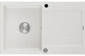 Mexen Bruno granitový jednokomorový drez s odkvapkávačom 795 x 495 mm, biela- 6513791010-20