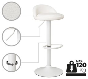 Biele barové stoličky s nastaviteľnou výškou z imitácie kože v súprave 2 ks (výška sedadla 72 cm) – Casa Selección
