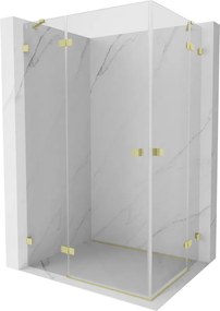 Mexen Lunar Duo, výklopný sprchový kút 85 x 80 cm, 8mm číre sklo, zlatý matný profil, 834-085L-080P-55-00