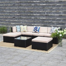 Rohová ratanová záhradná súprava Catini Sevilla - Čierna