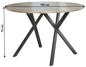 Okrúhly jedálenský stôl Akton - sivý dub / čierna