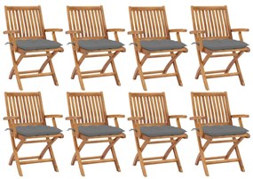 Skladacie záhradné stoličky s podložkami 8 ks tíkový masív 3072793