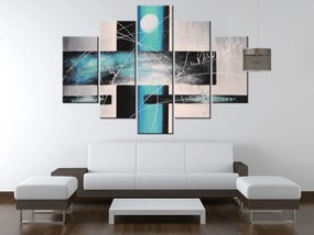 Gario Ručne maľovaný obraz Nebeské šialenstvo - 5 dielny Rozmery: 150 x 70 cm