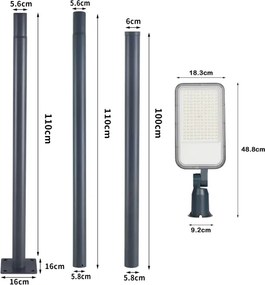 Brilagi-LED Vonkajšia lampa so stĺpom a kl. 3 m URBANLIGHT LED/100W/230V antracit IP65