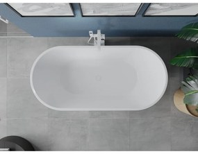 Mexen Luna, voľne stojaca vaňa 140 x 75 cm, biela/čierna, biely prepad, 52031407575-20